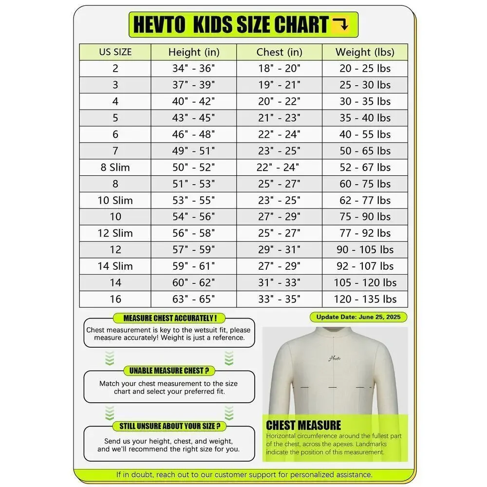 Hevto Vigor-I Black Blue 3mm Neoprene Full Scuba Diving WetSuit Youth Size 6